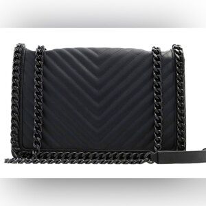 Aldo Black Quilted Vegan Leather Chain Cross Body Purse
